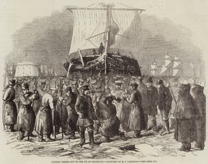 Cortando Barcos del Hielo en Cronstadt de Robert Thomas Landells